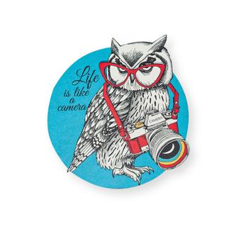 Myros Owl Ahşap Bardak Altlığı Magnet