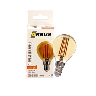 Orbus PA45 4W Filament Bulb Mini Top Amber E14 300Lm Ampul - 2200K Sarı Işık
