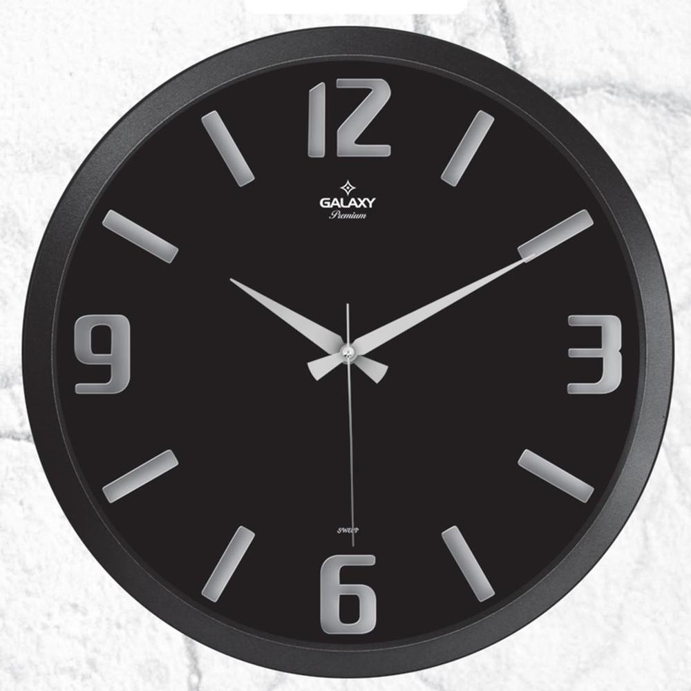  Galaxy Premium Kabartma Rakamlı Duvar Saati - Siyah - 38 cm