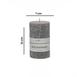  Q-Art Grey Silindir Blok Mum - 7x12 cm