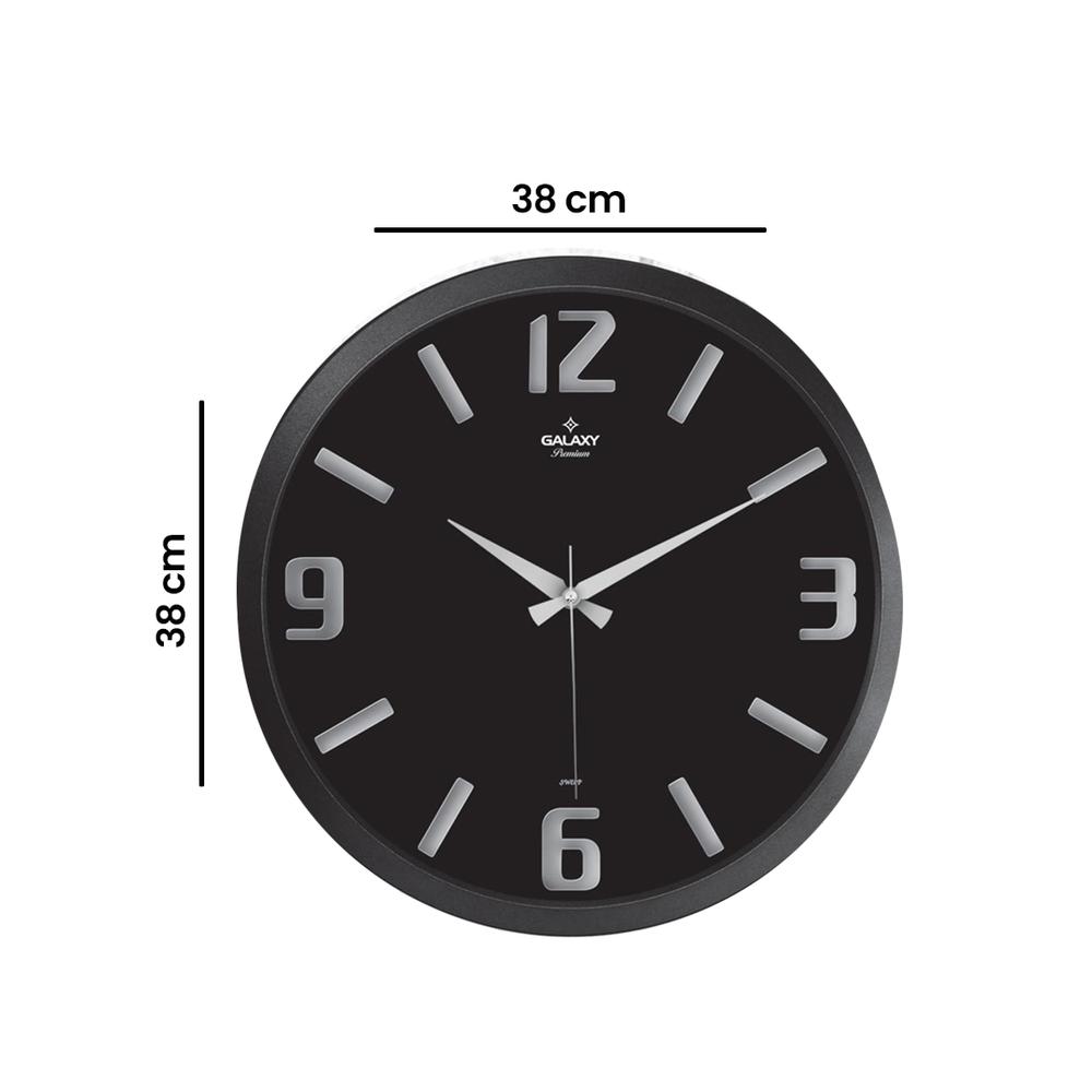  Galaxy Premium Kabartma Rakamlı Duvar Saati - Siyah - 38 cm