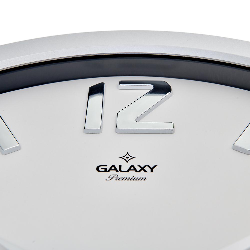  Galaxy Premium Termometreli Duvar Saati - Beyaz / Gümüş - 38 cm