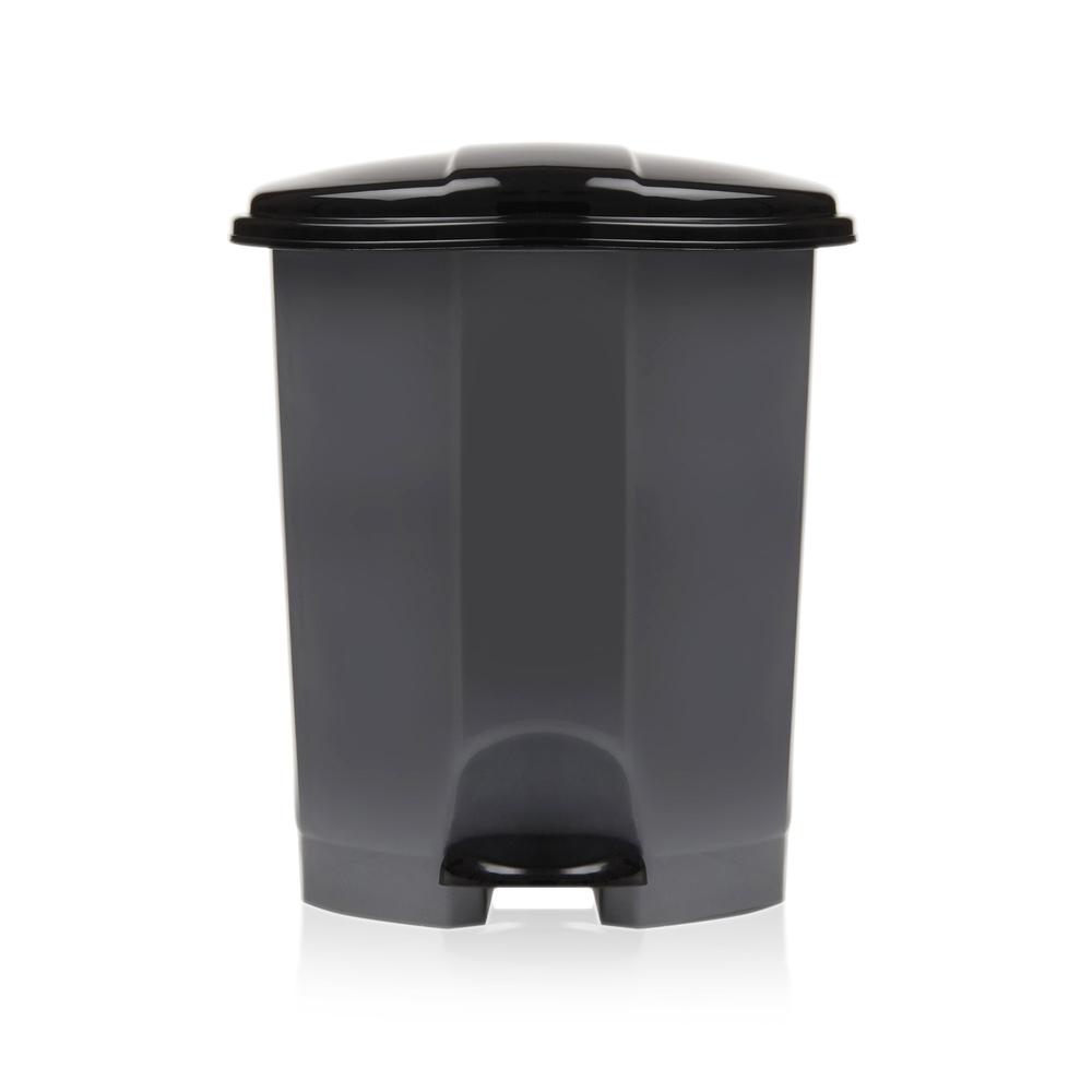  Plastik Dünyası Pedallı Çöp Kovası - Siyah / Gri - 5 lt