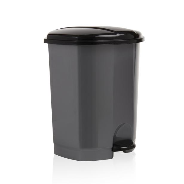  Plastik Dünyası Pedallı Çöp Kovası - Siyah / Gri - 5 lt