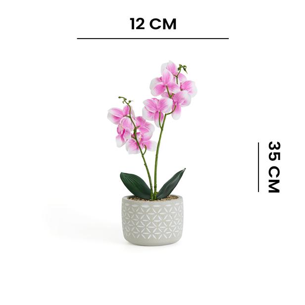  Objevi Beton Saksıda Real Touch Orkide - Pembe - 12x35 cm