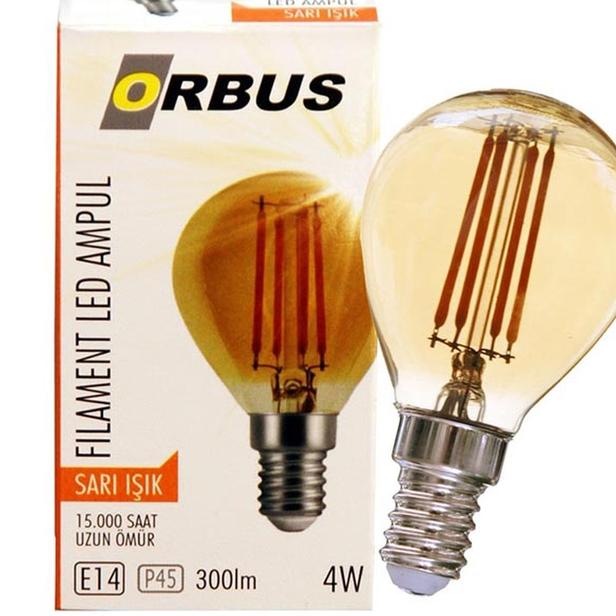  Orbus PA45 4W Filament Bulb Mini Top Amber E14 300Lm Ampul - 2200K Sarı Işık