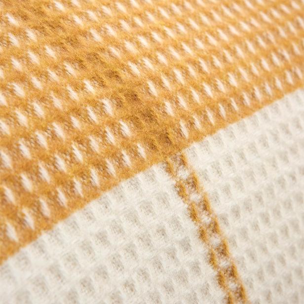  Buca Yün Petek Örgü Çift Kişilik Battaniye - Sarı - 180x200 cm