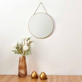 Q-Art Yuvarlak Gold Metal Çerçeveli Ayna