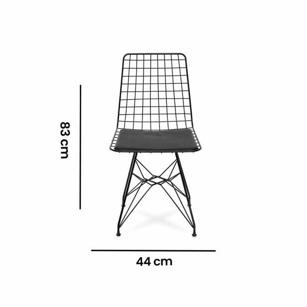  Akın Lüx 2'li Tel Sandalye - Siyah