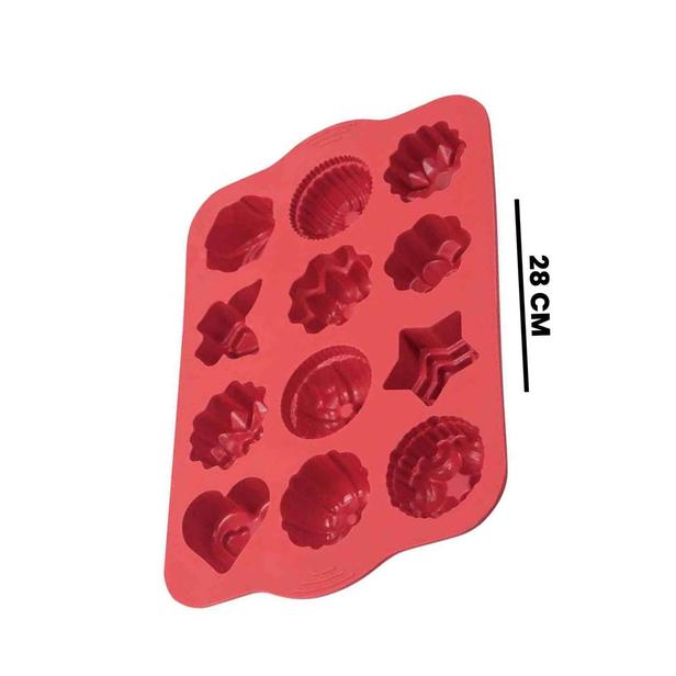  Silicolife 12'li Karma Kek Kalıbı - Kırmızı