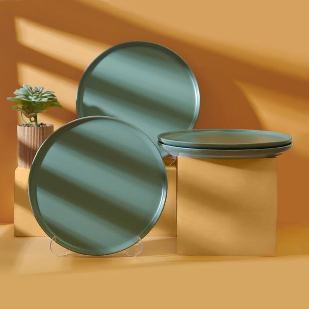  Keramika Nordic 4'lü Servis Tabağı - Yeşil - 28 cm