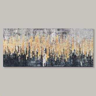 Q-Art Dekoratif Golden Kanvas Tablo - 50x120 cm