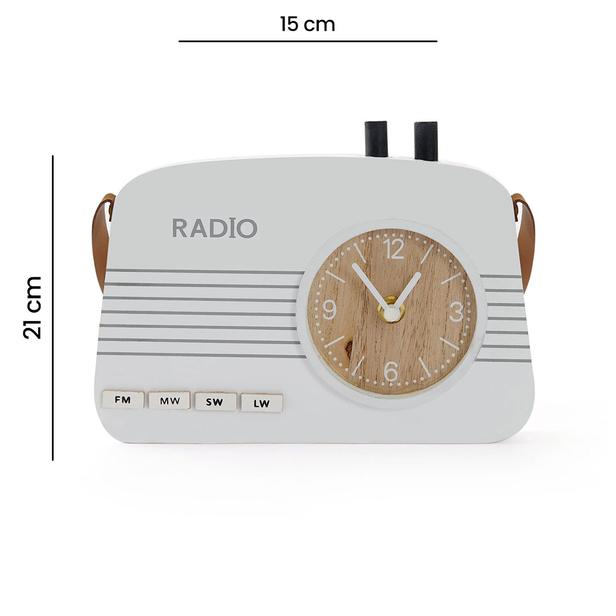  Q-Art Radyo Temalı Dekoratif Saat - Beyaz - 21 cm
