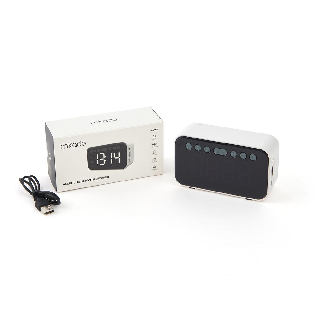 Mikado Alarmlı ve Bluetooth Speaker Özellikli Dijital Masa Saati - Beyaz_0