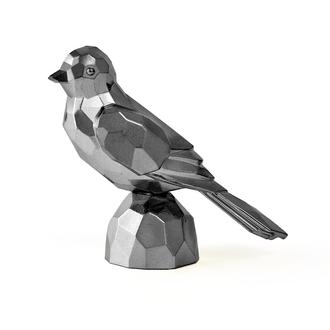 La Deco Akrilik Kuş Dekor - Füme  - Antrasit - 10x8x16 cm