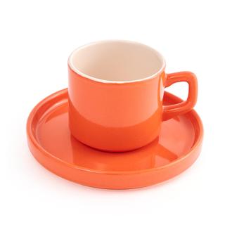 Keramika Stackable 2 Parça Çay Fincanı Seti - Turuncu